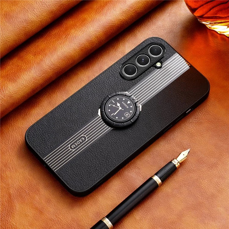 KADEM For Samsung Galaxy A05s 4G Case Ring Holder Kickstand PU Leather+Acrylic+TPU Phone Shell