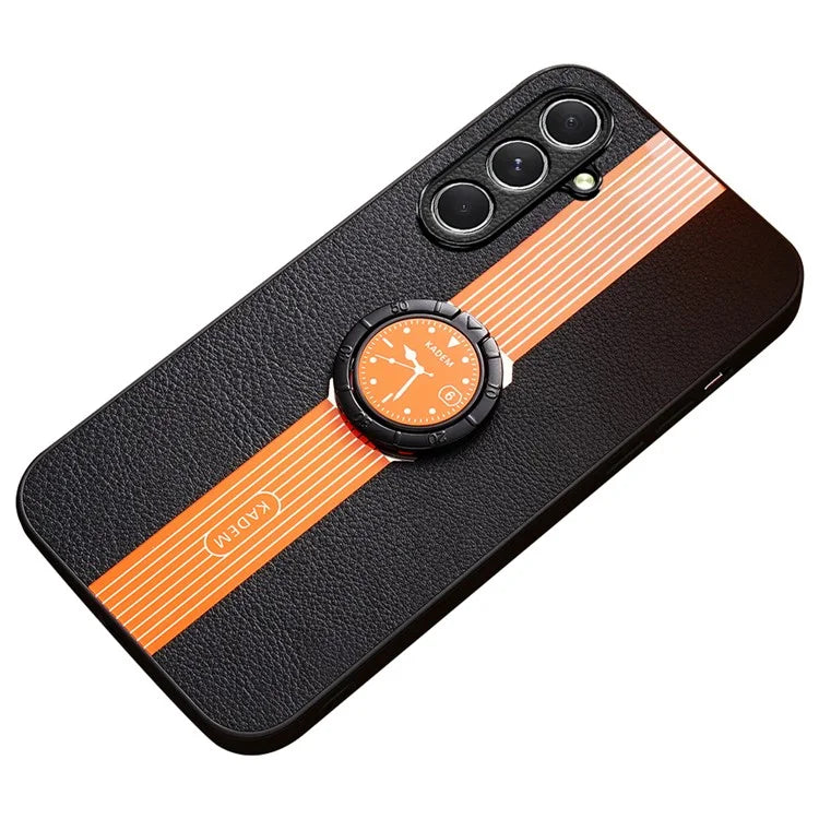 KADEM For Samsung Galaxy A05s 4G Case Ring Holder Kickstand PU Leather+Acrylic+TPU Phone Shell