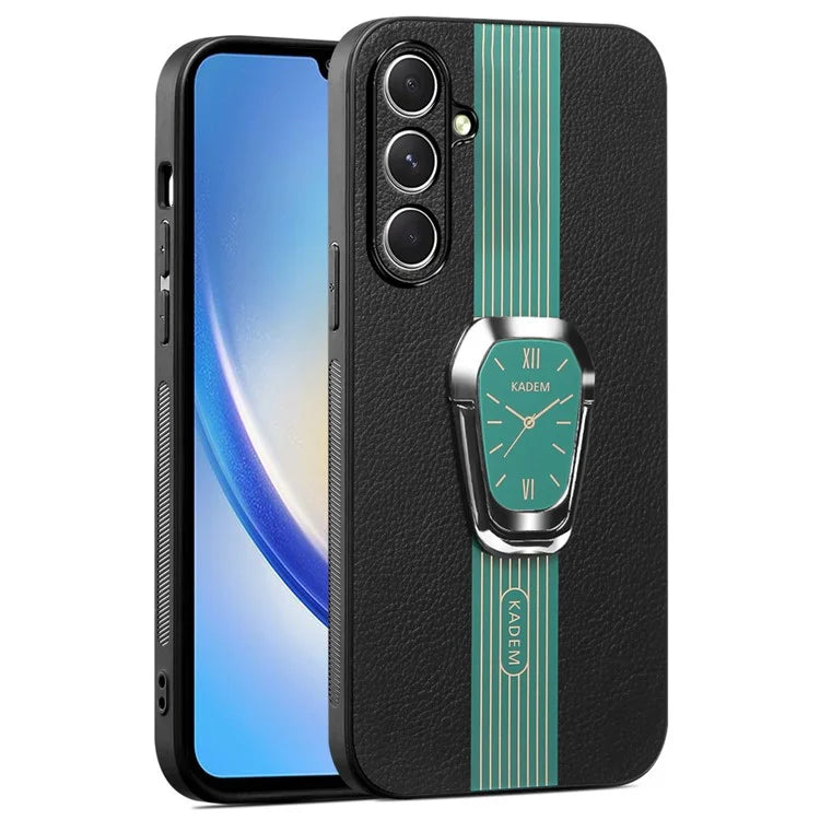 KADEM For Samsung Galaxy A34 5G Case PU Leather+TPU+Acrylic Bump Proof Phone Cover