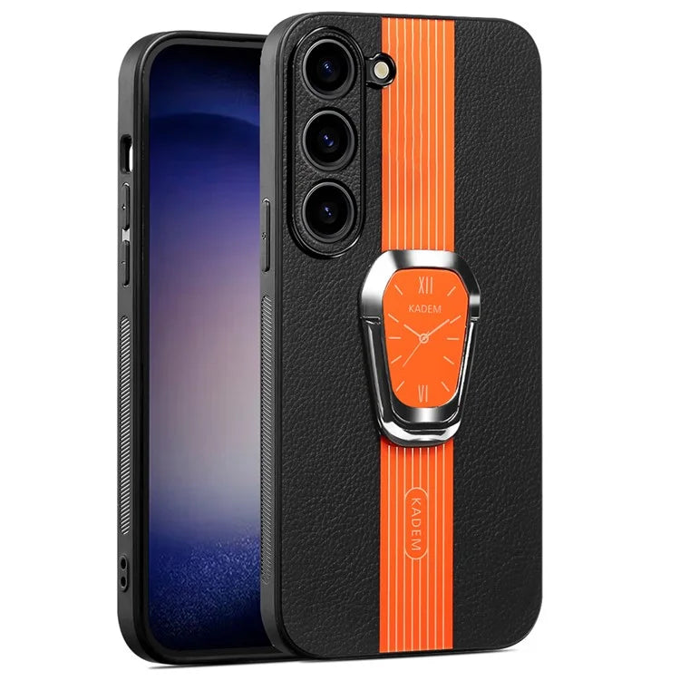 KADEM For Samsung Galaxy S23 Case PU Leather+TPU+Acrylic Watch Pattern Phone Shell