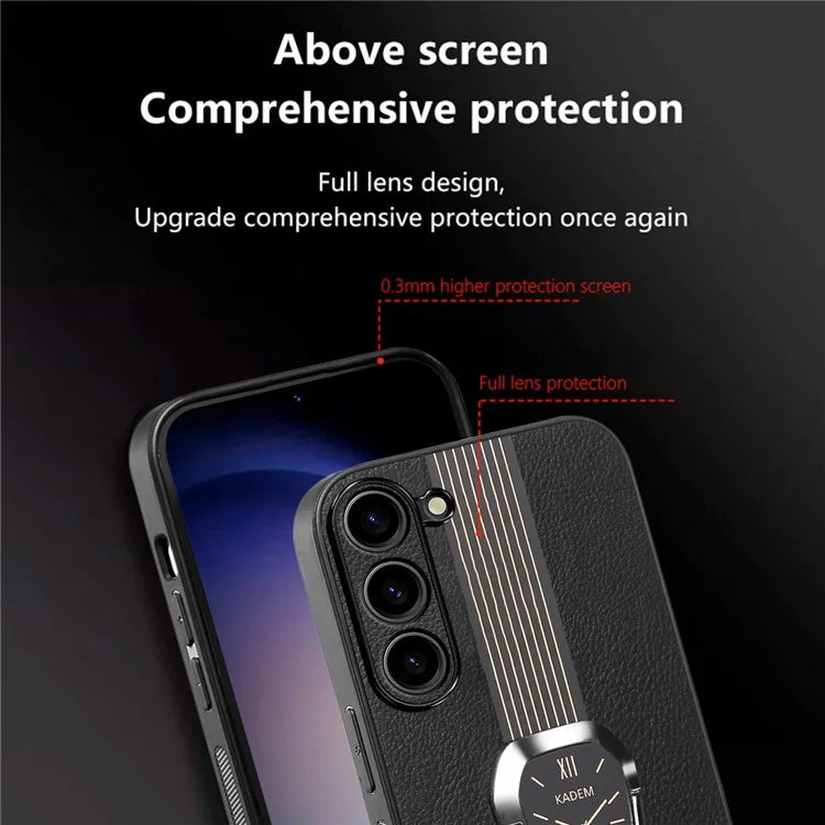 KADEM For Samsung Galaxy S23 Case PU Leather+TPU+Acrylic Watch Pattern Phone Shell