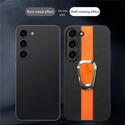 KADEM For Samsung Galaxy S23 Case PU Leather+TPU+Acrylic Watch Pattern Phone Shell