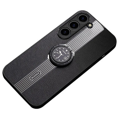 KADEM For Samsung Galaxy S23 Case PU Leather+Acrylic+TPU Cover with Ring Kickstand