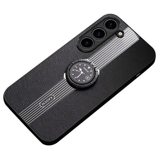 KADEM For Samsung Galaxy S23 Case PU Leather+Acrylic+TPU Cover with Ring Kickstand