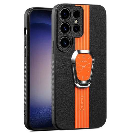 KADEM For Samsung Galaxy S23 Ultra Case Shock Absorbing PU Leather+TPU+Acrylic Phone Cover