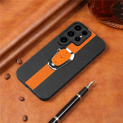 KADEM For Samsung Galaxy S23 Ultra Case Shock Absorbing PU Leather+TPU+Acrylic Phone Cover