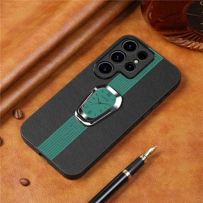 KADEM For Samsung Galaxy S23 Ultra Case Shock Absorbing PU Leather+TPU+Acrylic Phone Cover