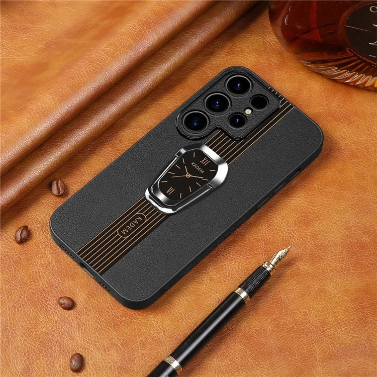 KADEM For Samsung Galaxy S23 Ultra Case Shock Absorbing PU Leather+TPU+Acrylic Phone Cover
