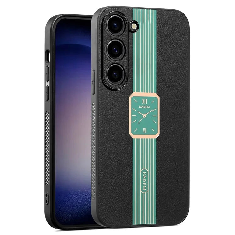 KADEM For Samsung Galaxy S23 Cover Bump Protection Leather+TPU+Acrylic Phone Case