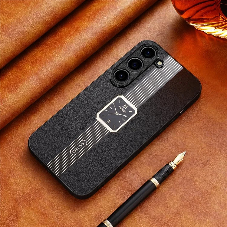 KADEM For Samsung Galaxy S23 Cover Bump Protection Leather+TPU+Acrylic Phone Case