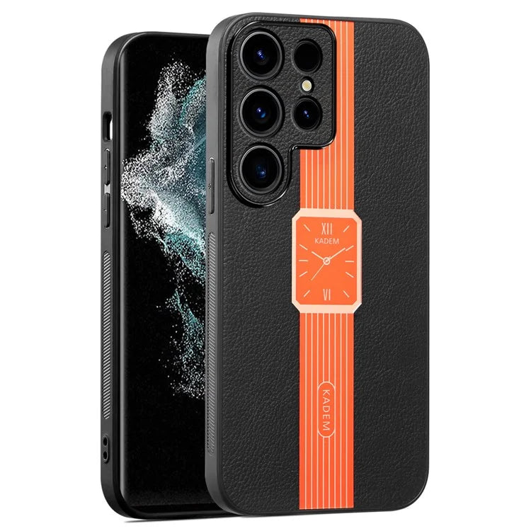 KADEM For Samsung Galaxy S22 Ultra 5G Cover Dust-proof Leather+TPU+Acrylic Phone Case