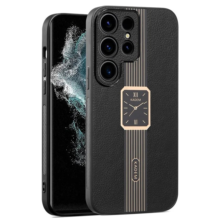 KADEM For Samsung Galaxy S22 Ultra 5G Cover Dust-proof Leather+TPU+Acrylic Phone Case