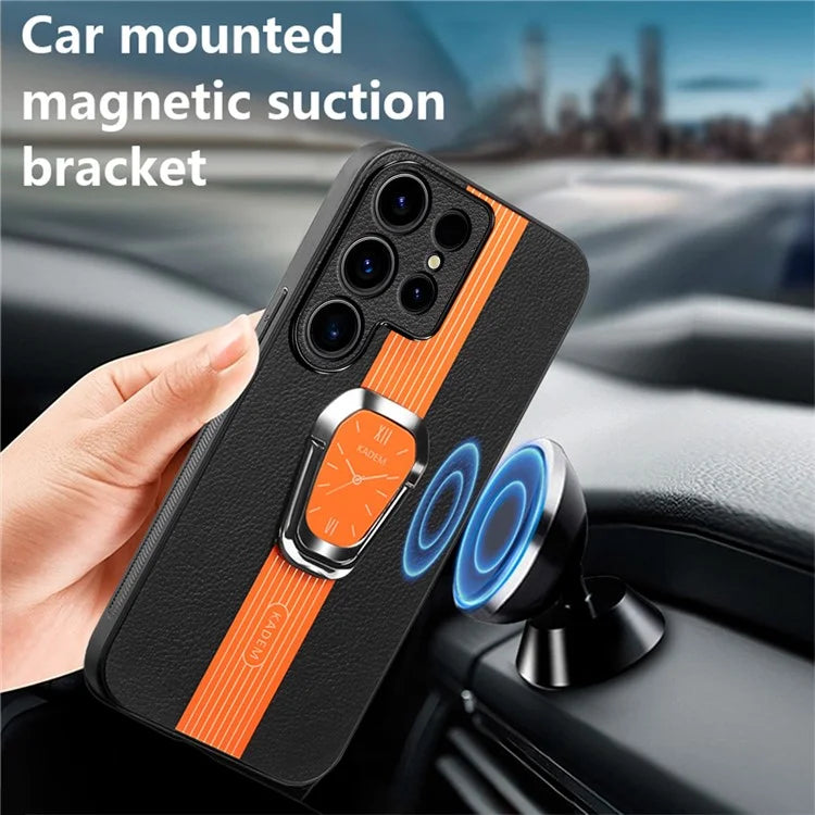 KADEM For Samsung Galaxy S22 Ultra 5G Slim Case Electroplating PU+TPU+Acrylic Kickstand Phone Cover