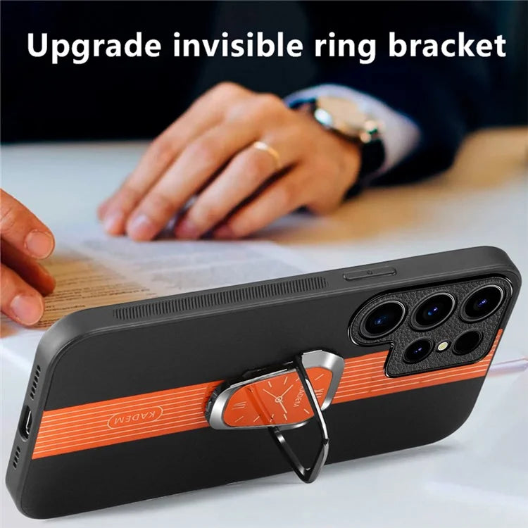 KADEM For Samsung Galaxy S22 Ultra 5G Slim Case Electroplating PU+TPU+Acrylic Kickstand Phone Cover