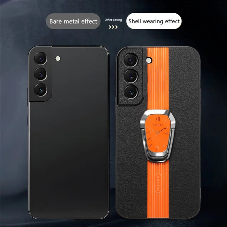 KADEM For Samsung Galaxy S21 5G / S21 4G Case Electroplating Kickstand PU+TPU+Acrylic Phone Cover