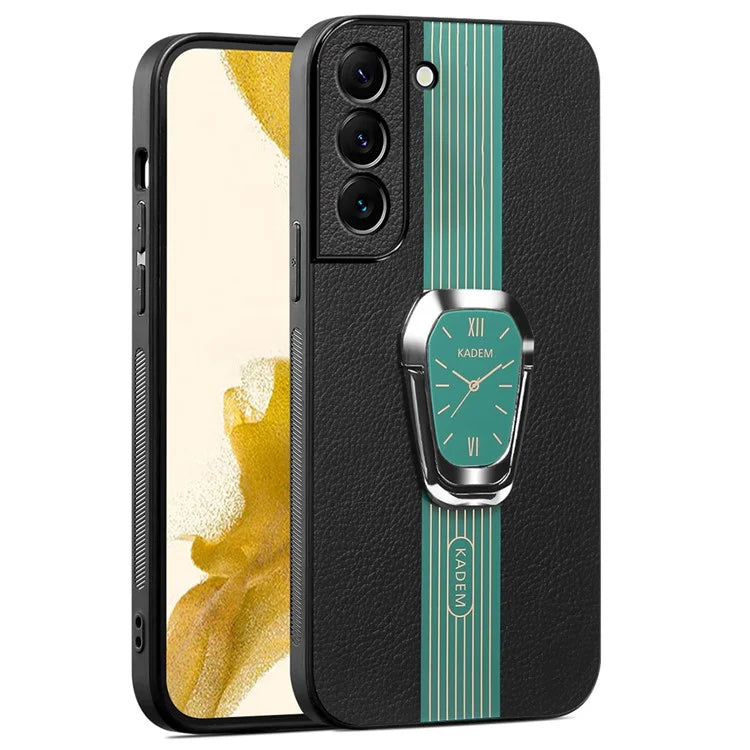 KADEM For Samsung Galaxy S21 5G / S21 4G Case Electroplating Kickstand PU+TPU+Acrylic Phone Cover