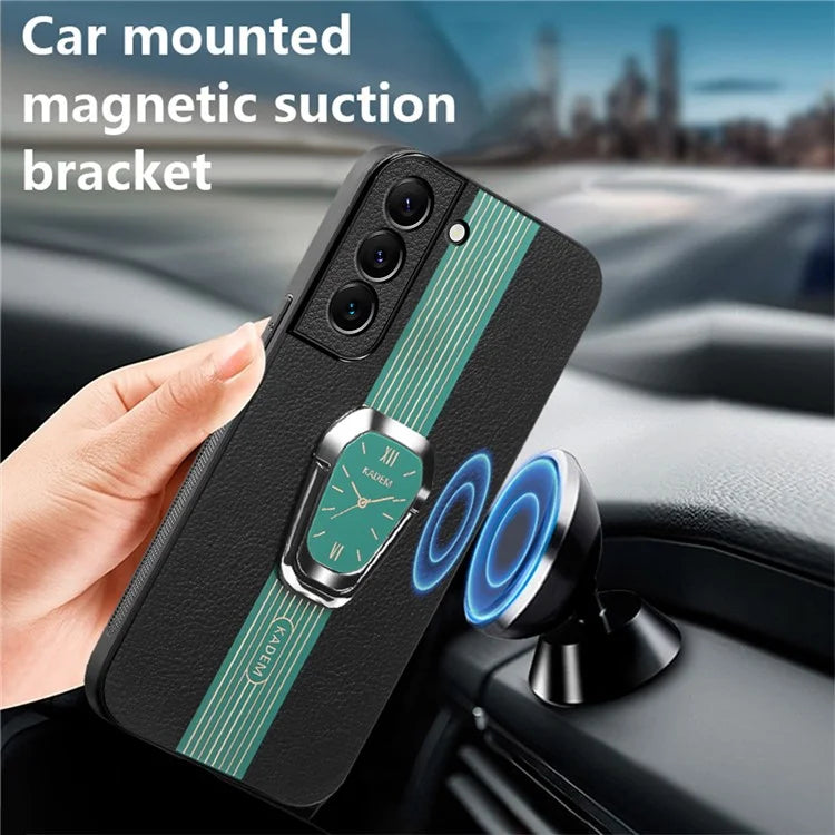 KADEM For Samsung Galaxy S21 5G / S21 4G Case Electroplating Kickstand PU+TPU+Acrylic Phone Cover