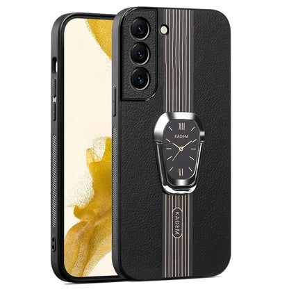 KADEM For Samsung Galaxy S21 5G / S21 4G Case Electroplating Kickstand PU+TPU+Acrylic Phone Cover