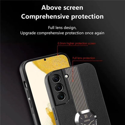 KADEM For Samsung Galaxy S21 FE 5G Kickstand Case Electroplating PU+TPU+Acrylic Shockproof Phone Cover