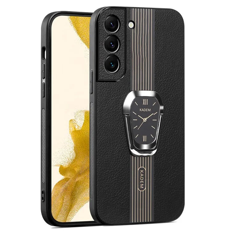 KADEM For Samsung Galaxy S21 FE 5G Kickstand Case Electroplating PU+TPU+Acrylic Shockproof Phone Cover
