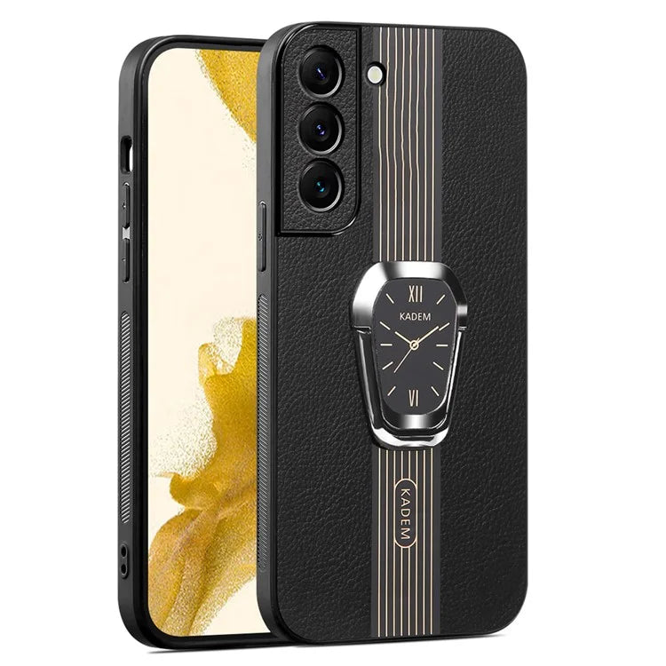 KADEM For Samsung Galaxy S21+ 5G Electroplating Case Kickstand PU+TPU+Acrylic Phone Protector