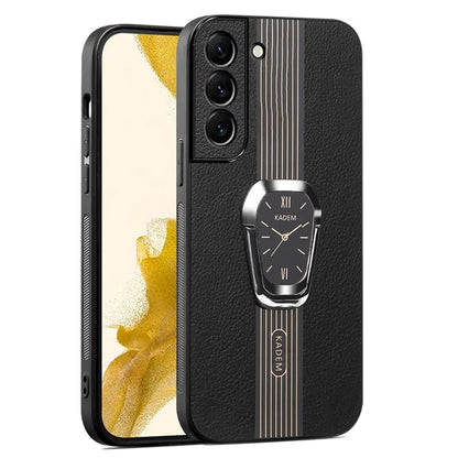 KADEM For Samsung Galaxy S21+ 5G Electroplating Case Kickstand PU+TPU+Acrylic Phone Protector