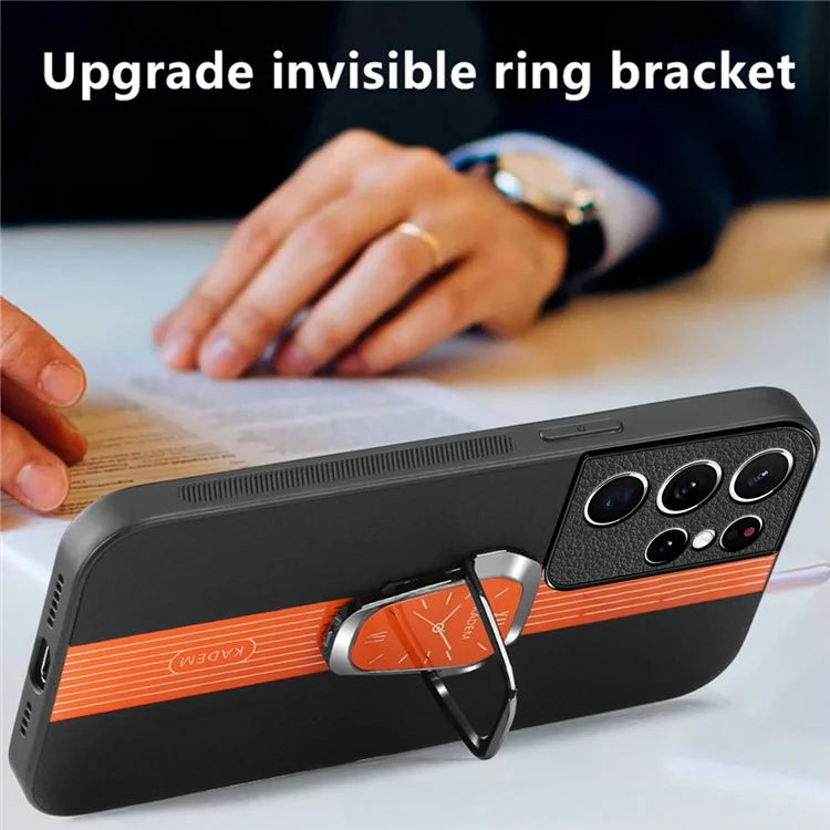 KADEM For Samsung Galaxy S21 Ultra 5G Case Folding Kickstand Leather+TPU+Acrylic Phone Cover