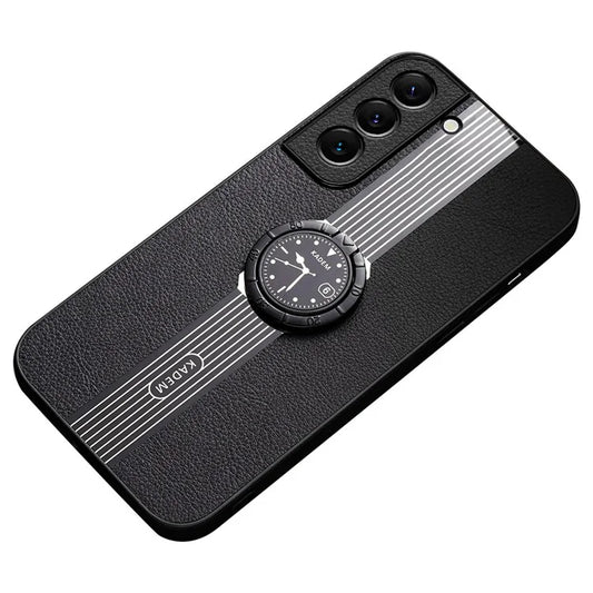 KADEM For Samsung Galaxy S21 4G / S21 5G Case Acrylic+TPU+PU Leather Ring Kickstand Phone Cover