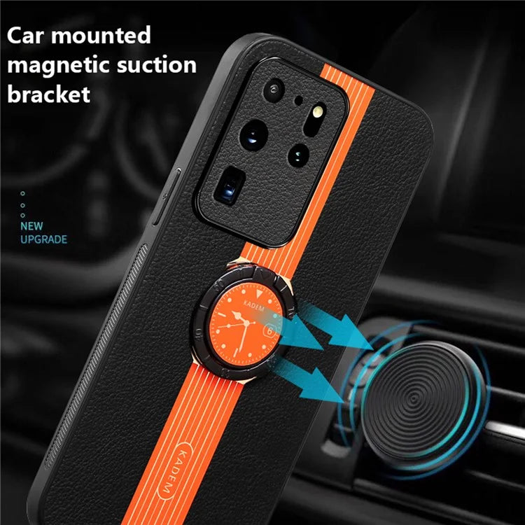 KADEM For Samsung Galaxy S20 Ultra Case PU Leather Coating TPU+Acrylic Cellphone Guard Cover