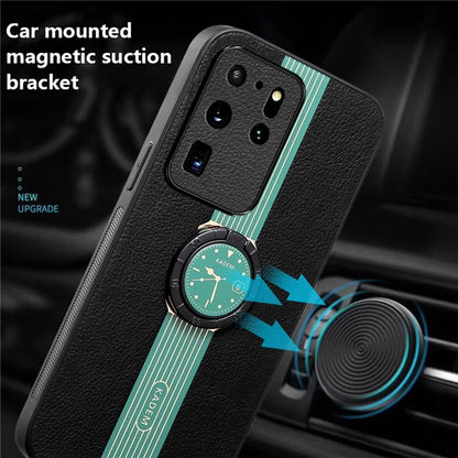 KADEM For Samsung Galaxy S20 Ultra Case PU Leather Coating TPU+Acrylic Cellphone Guard Cover