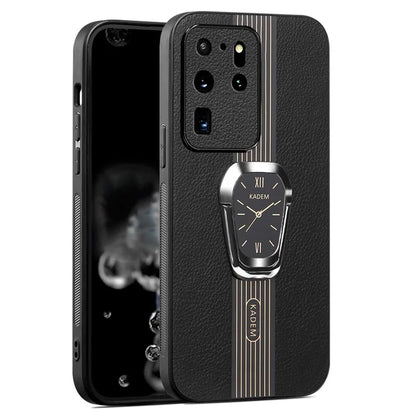 KADEM For Samsung Galaxy S20 Ultra Case Leather+TPU+Acrylic Folding Kickstand Cover