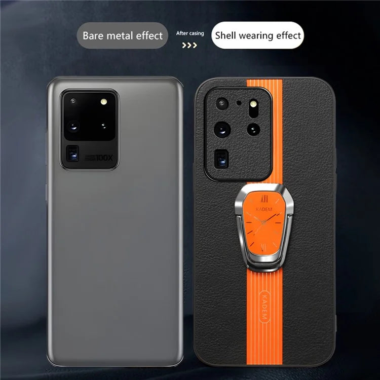 KADEM For Samsung Galaxy S20 Ultra Case Leather+TPU+Acrylic Folding Kickstand Cover