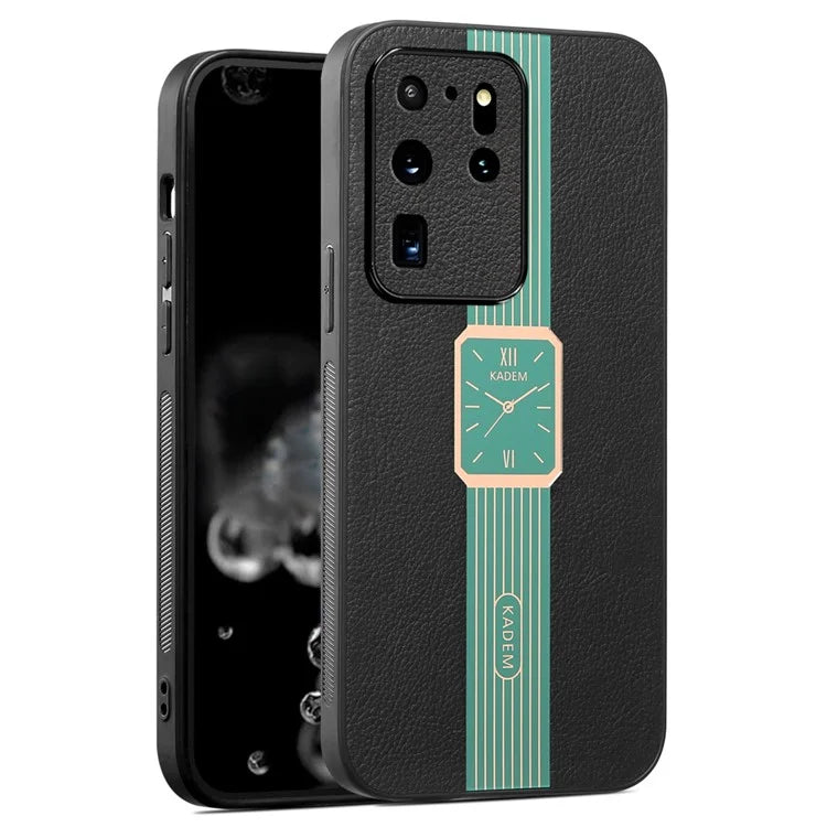 KADEM For Samsung Galaxy S20 Ultra Cover Leather+TPU+Acrylic Hybrid Shell Watch Pattern Case