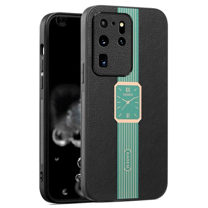 KADEM For Samsung Galaxy S20 Ultra Cover Leather+TPU+Acrylic Hybrid Shell Watch Pattern Case
