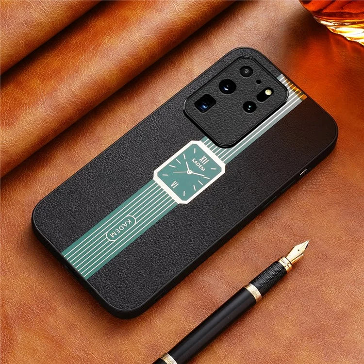 KADEM For Samsung Galaxy S20 Ultra Cover Leather+TPU+Acrylic Hybrid Shell Watch Pattern Case