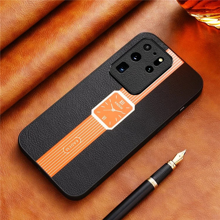 KADEM For Samsung Galaxy S20 Ultra Cover Leather+TPU+Acrylic Hybrid Shell Watch Pattern Case