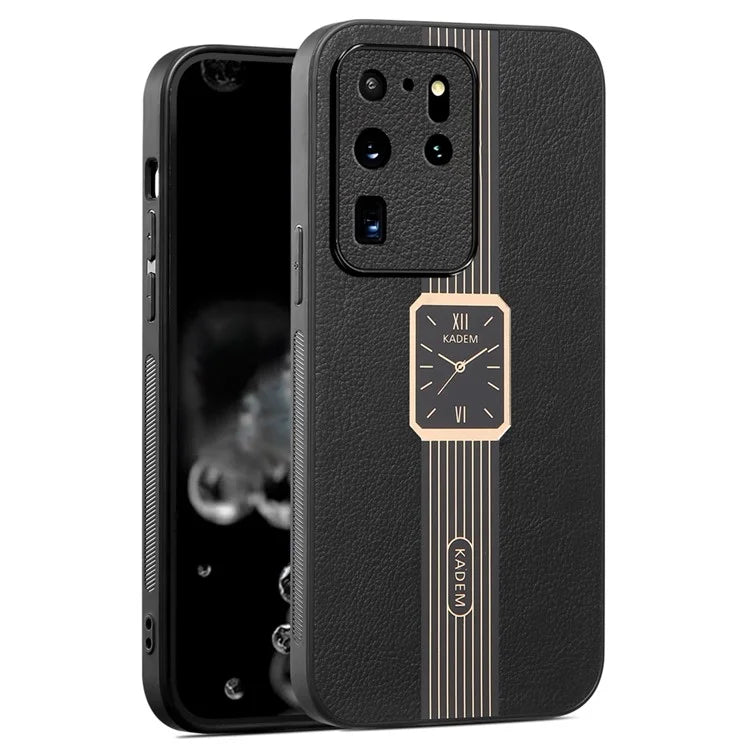 KADEM For Samsung Galaxy S20 Ultra Cover Leather+TPU+Acrylic Hybrid Shell Watch Pattern Case