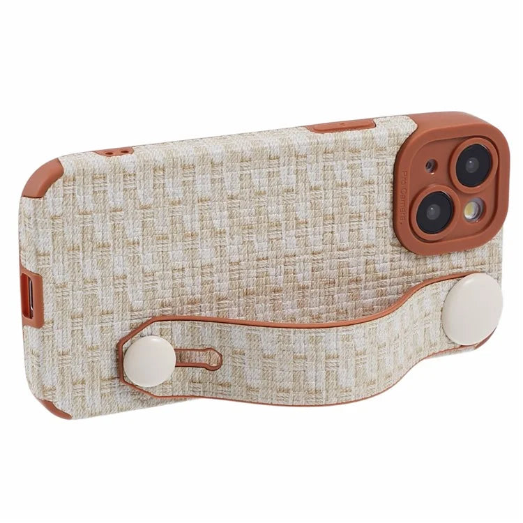 For iPhone 13 6.1 inch Cover Cloth Coated TPU Shell Wristband Cell Phone Case
