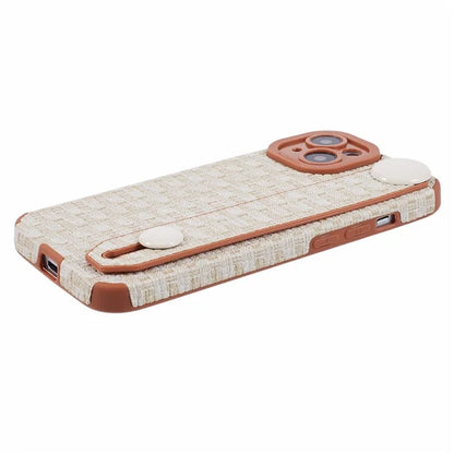 For iPhone 13 6.1 inch Cover Cloth Coated TPU Shell Wristband Cell Phone Case