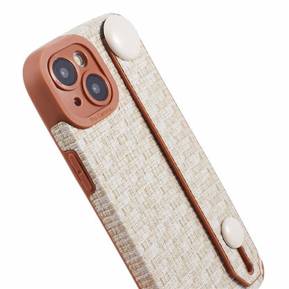 For iPhone 13 6.1 inch Cover Cloth Coated TPU Shell Wristband Cell Phone Case