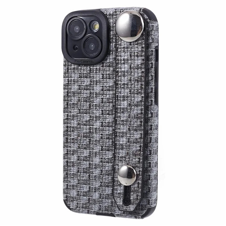 For iPhone 13 6.1 inch Cover Cloth Coated TPU Shell Wristband Cell Phone Case