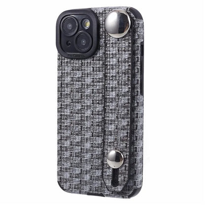 For iPhone 13 6.1 inch Cover Cloth Coated TPU Shell Wristband Cell Phone Case