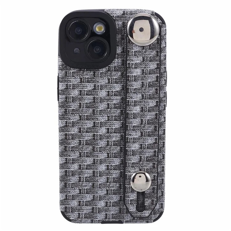 For iPhone 13 6.1 inch Cover Cloth Coated TPU Shell Wristband Cell Phone Case