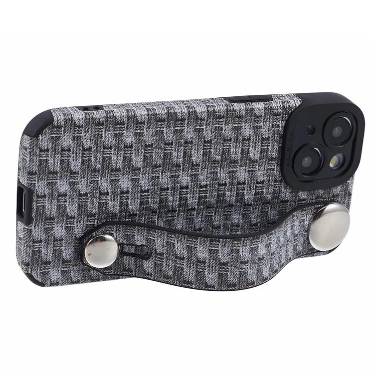 For iPhone 13 6.1 inch Cover Cloth Coated TPU Shell Wristband Cell Phone Case