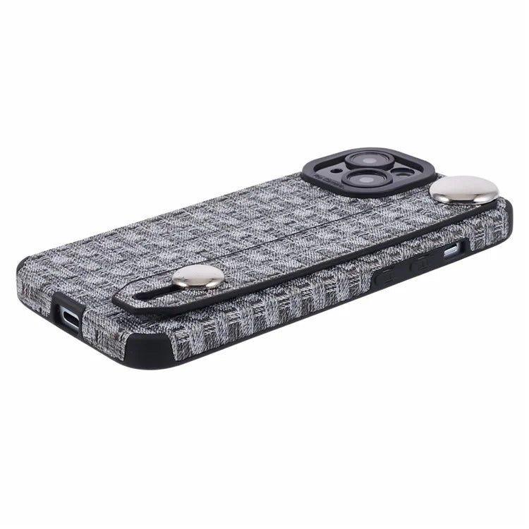 For iPhone 13 6.1 inch Cover Cloth Coated TPU Shell Wristband Cell Phone Case