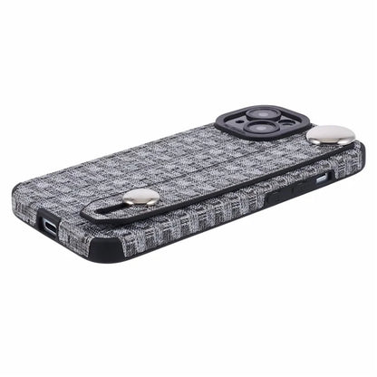 For iPhone 13 6.1 inch Cover Cloth Coated TPU Shell Wristband Cell Phone Case
