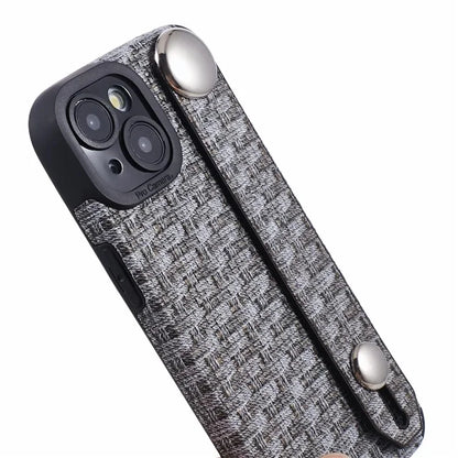 For iPhone 13 6.1 inch Cover Cloth Coated TPU Shell Wristband Cell Phone Case