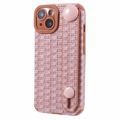 For iPhone 13 6.1 inch Cover Cloth Coated TPU Shell Wristband Cell Phone Case
