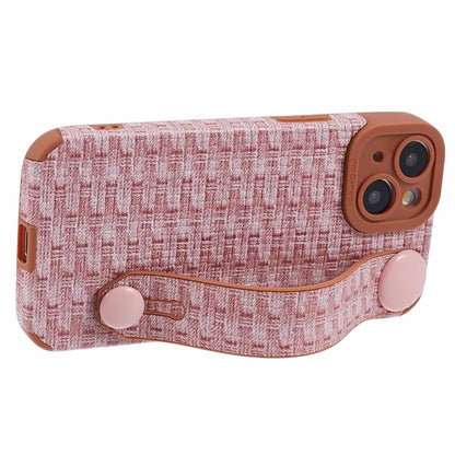 For iPhone 13 6.1 inch Cover Cloth Coated TPU Shell Wristband Cell Phone Case