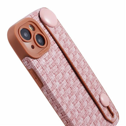 For iPhone 13 6.1 inch Cover Cloth Coated TPU Shell Wristband Cell Phone Case